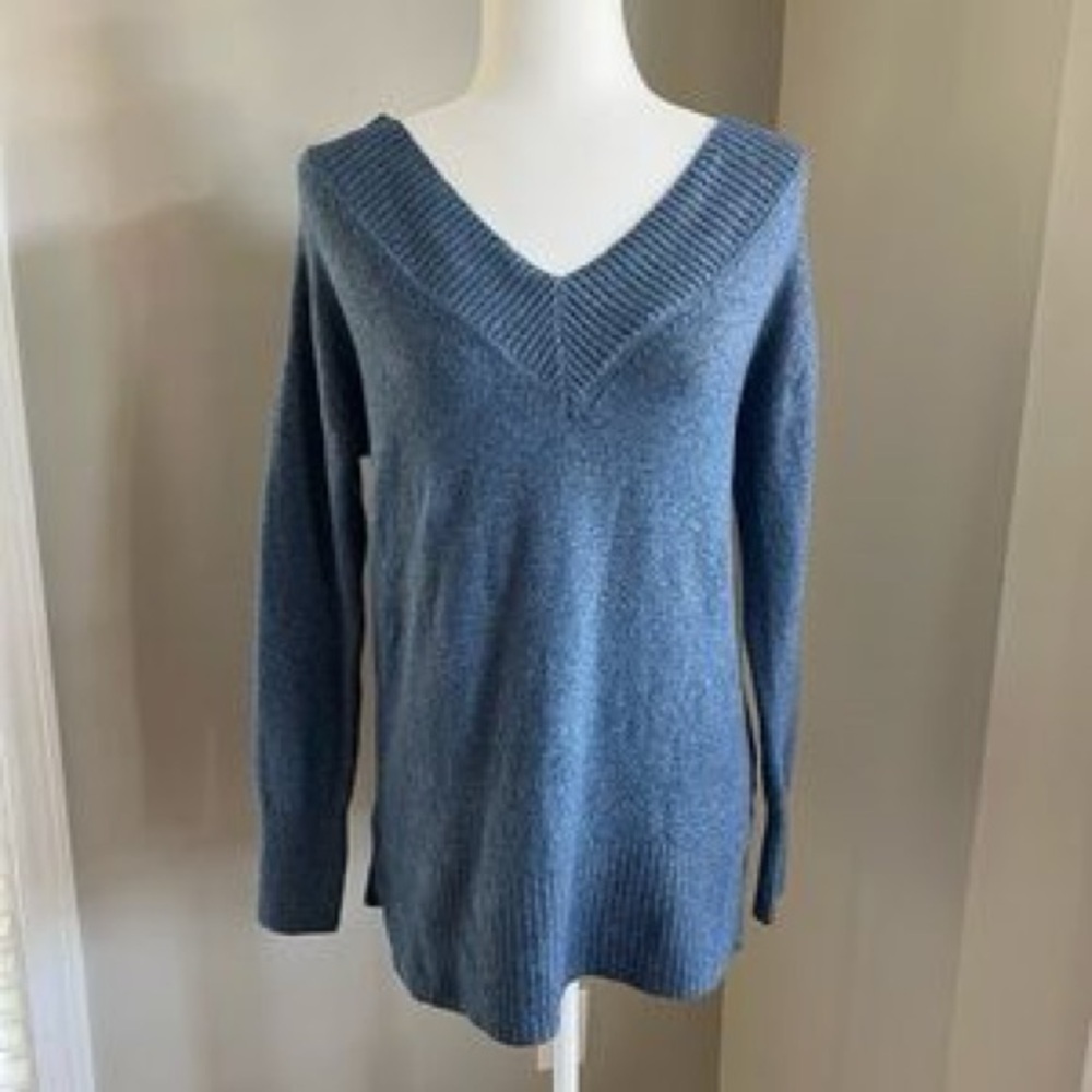 A.N.A. A New Approach V Neck Blue Knit Sweater Size PS
